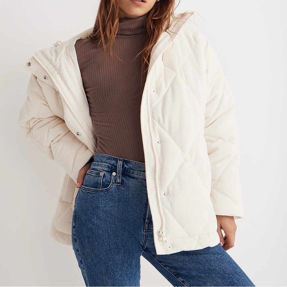 MADEWELL Corduroy Holland Quilted Puffer Parka size XL NWOT